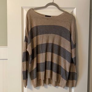 Eileen Fisher striped lightweight merino blend sweater size large L